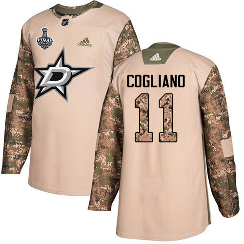 Adidas Dallas Stars #11 Andrew Cogliano Camo Authentic 2017 Veterans Day 2020 Stanley Cup Final Stitched Jersey Men's