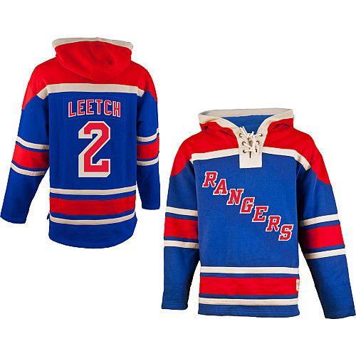 New York Rangers #2 Brian Leetch Blue Sawyer Hooded Sweatshirt Stitched Jersey Men's