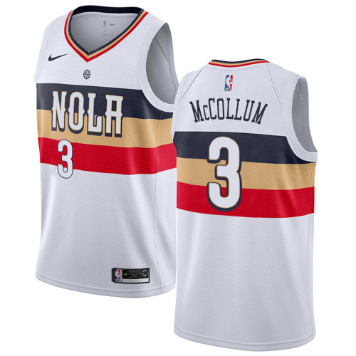 New Orleans Pelicans #3 C.J. McCollum White Swingman Earned Edition Jersey Mens