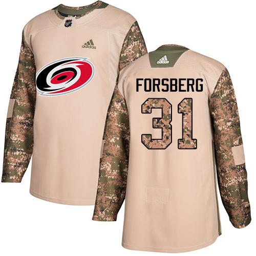 Adidas Carolina Hurricanes #31 Anton Forsberg Camo Authentic 2017 Veterans Day Stitched Youth Jersey Youth