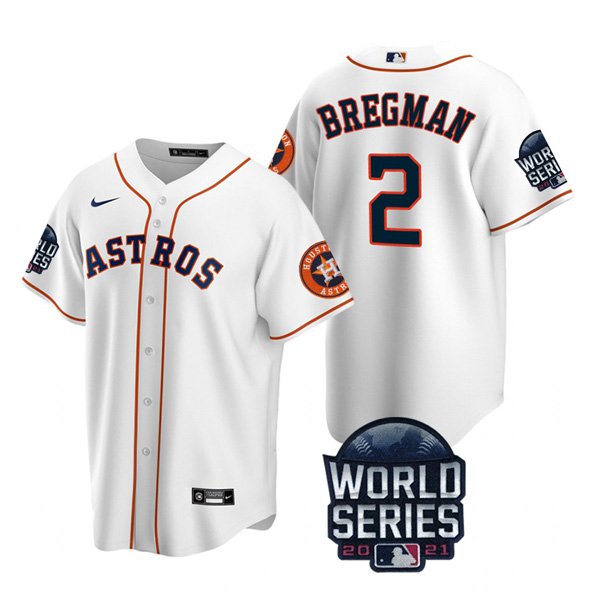 Houston Astros #2 Alex Bregman Men's 150th Anniversary 2021 World Series Game Jersey - White