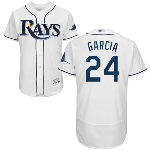 Tampa Bay Rays #24 Avisail Garcia White Flexbase Authentic Collection Stitched Jersey Men's
