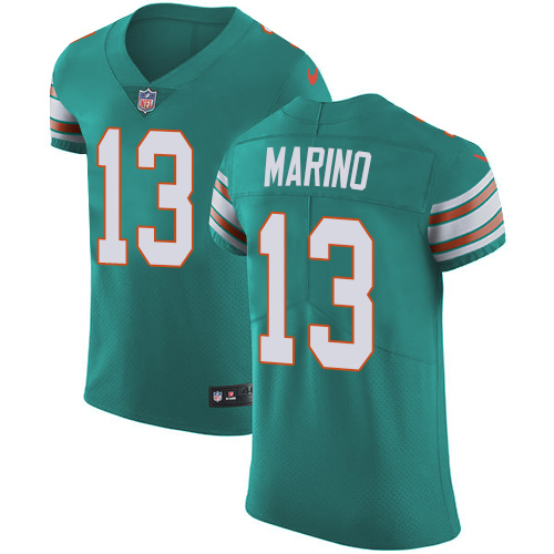 Dolphins #13 Dan Marino Aqua Green Alternate Men's Stitched Vapor Untouchable Elite Jersey