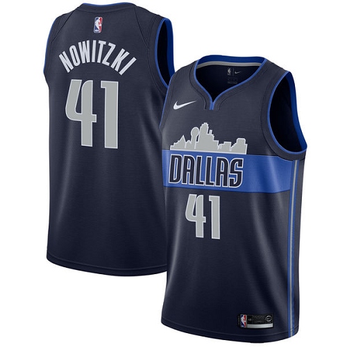 Dallas Mavericks #41 Dirk Nowitzki Navy Youth Swingman Statement Edition Jersey Youth