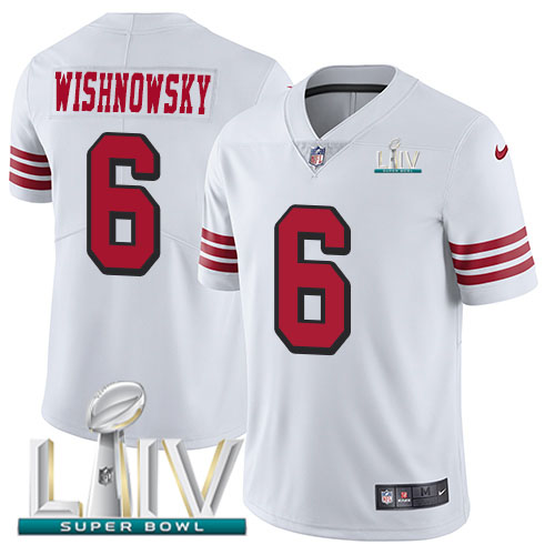 San Francisco 49ers #6 Mitch Wishnowsky White Super Bowl LIV 2020 Rush Men's Stitched Vapor Untouchable Limited Jersey Men's