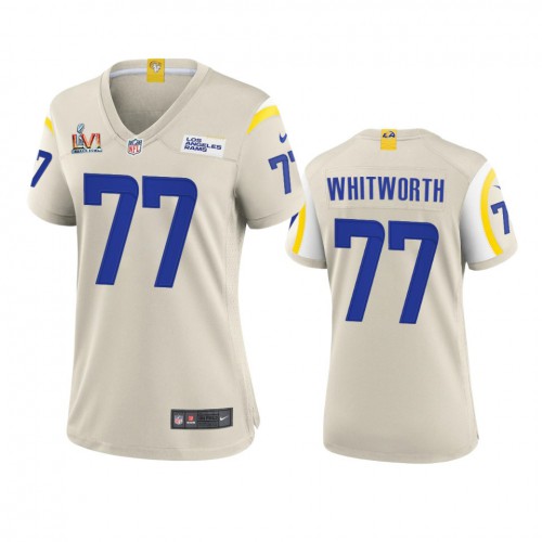 Los Angeles Los Angeles Rams #77 Andrew Whitworth Women's Super Bowl LVI Patch Game Jersey - Bone Womens