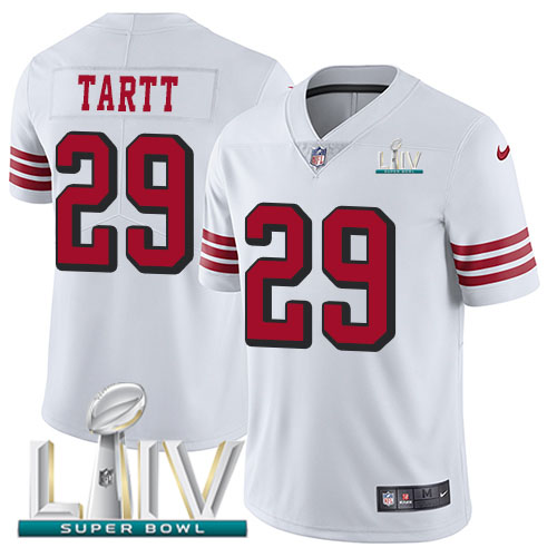 San Francisco 49ers #29 Jaquiski Tartt White Super Bowl LIV 2020 Rush Men's Stitched Vapor Untouchable Limited Jersey Men's