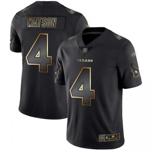 Houston Texans #4 Deshaun Watson Black/Gold Men's Stitched Vapor Untouchable Limited Jersey Men's