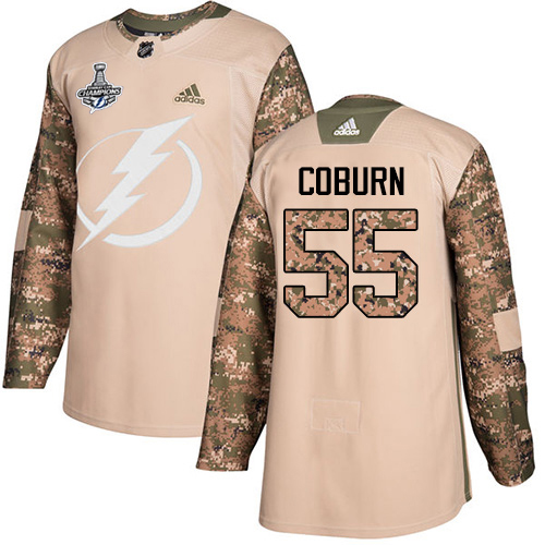 Adidas Tampa Bay Lightning #55 Braydon Coburn Camo Authentic 2017 Veterans Day Youth 2020 Stanley Cup Champions Stitched Jersey Youth