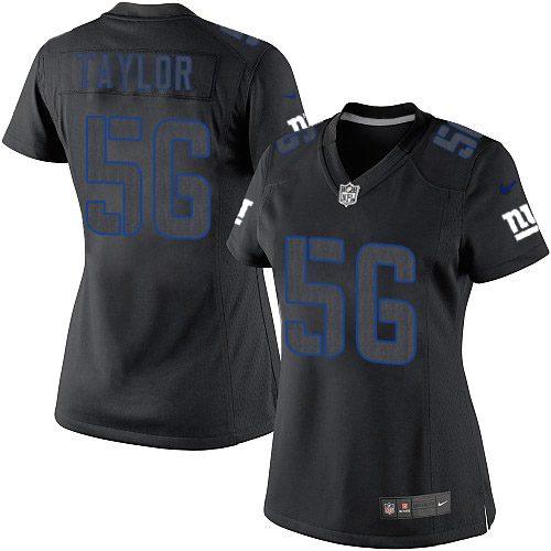 Giants #56 Lawrence Taylor Black Impact Women's Stitched Limited Jersey