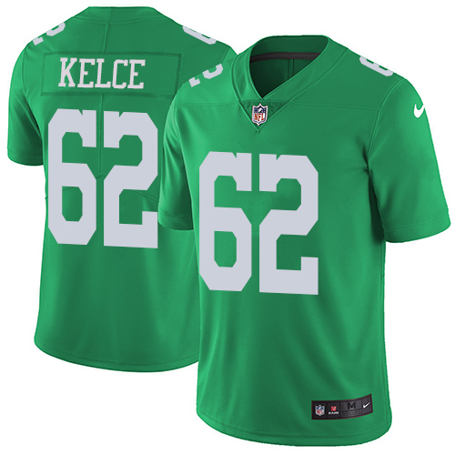 Eagles #62 Jason Kelce Green Men's Stitched Limited Rush Jersey