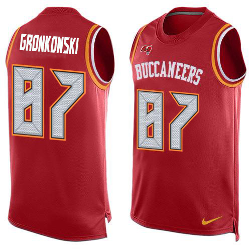 Buccaneers #87 Rob Gronkowski Red Team Color Men's Stitched Limited Tank Top Jersey