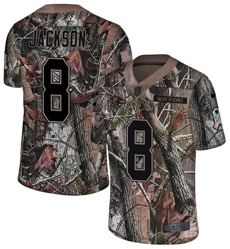 Ravens #8 Lamar Jackson Camo Men's Stitched Limited Rush Realtree Jersey