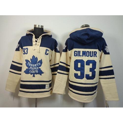 Maple Toronto Maple Leafs #93 Doug Gilmour Cream Sawyer Hooded Sweatshirt Stitched Jersey Men's