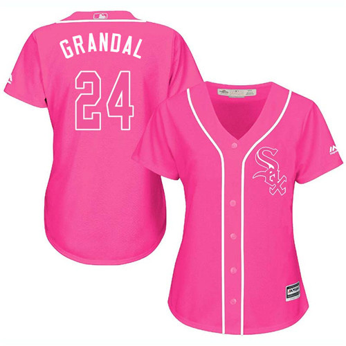 Chicago White Sox #24 Yasmani Grandal Pink Fashion Women's Stitched Jersey Womens