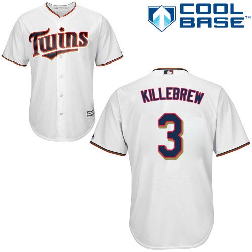 Minnesota Twins #3 Harmon Killebrew White Cool Base Stitched Youth Jersey Youth
