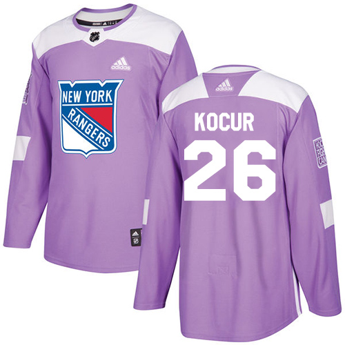 Adidas New York Rangers #26 Joe Kocur Purple Authentic Fights Cancer Stitched Jersey Men's