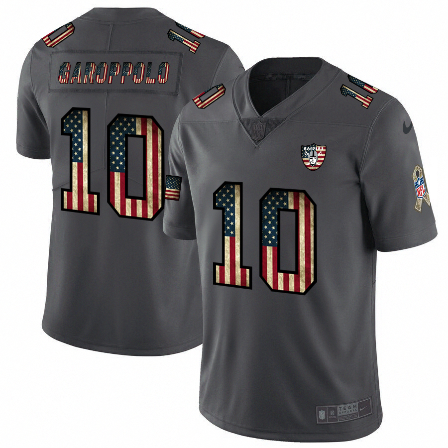 Las Vegas Raiders #10 Jimmy Garoppolo 2018 Salute To Service Retro USA Flag Limited Jersey