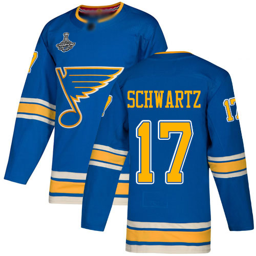 Adidas St. Louis Blues #17 Jaden Schwartz Blue Alternate Authentic Stanley Cup Champions Stitched Youth Jersey Youth