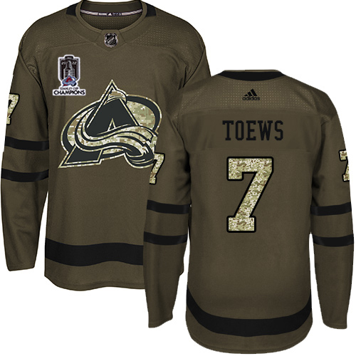 Adidas Colorado Avalanche #7 Devon Toews Green Youth 2022 Stanley Cup Champions Salute To Service Stitched Jersey Youth