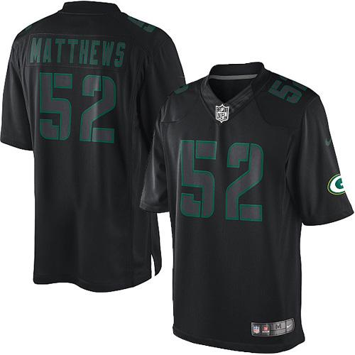 Green Bay Packers #52 Clay Matthews Black Men's Stitched Impact Limited Jersey Men's