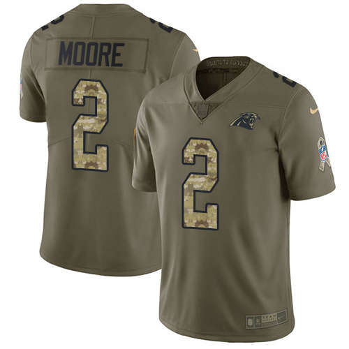 Panthers #2 DJ Moore Olive/Camo Youth Stitched Limited 2017 Salute To Service Jersey