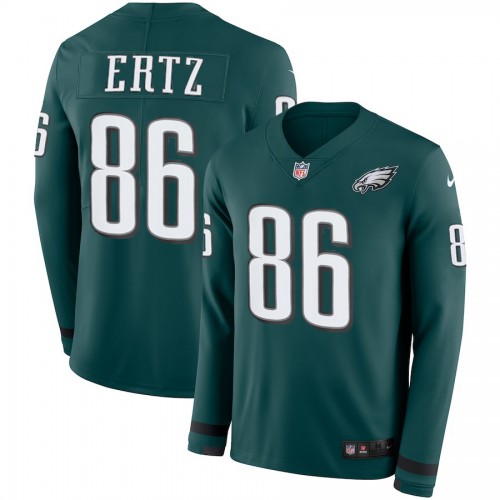 Men's Philadelphia Eagles #86 Zach Ertz Midnight Green Team Color Men's Stitched Limited Therma Long Sleeve Jersey Men's