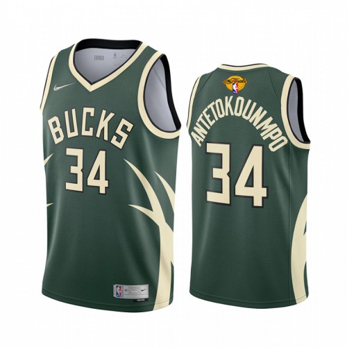 Milwaukee Milwaukee Bucks #34 Giannis Antetokounmpo Mens 2021 Finals Bound Swingman Earned Edition Jersey Green Mens