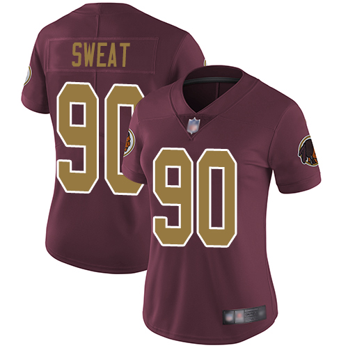 Washington Commanders #90 Montez Sweat Burgundy Red Alternate Women's Stitched Vapor Untouchable Limited Jersey Womens