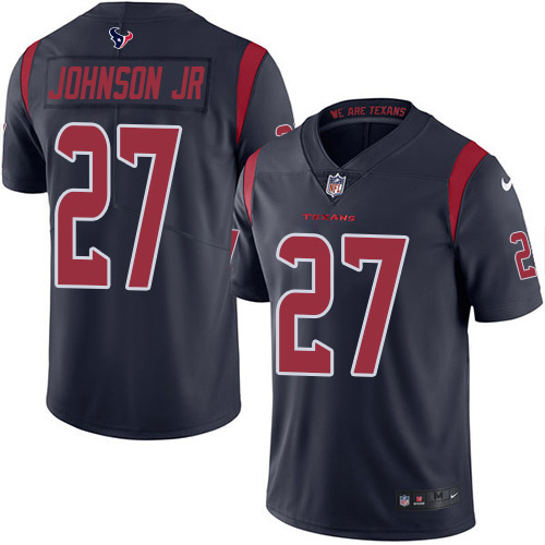 Houston Texans #27 Duke Johnson Jr Navy Blue Men's Stitched Limited Rush Jersey Men's