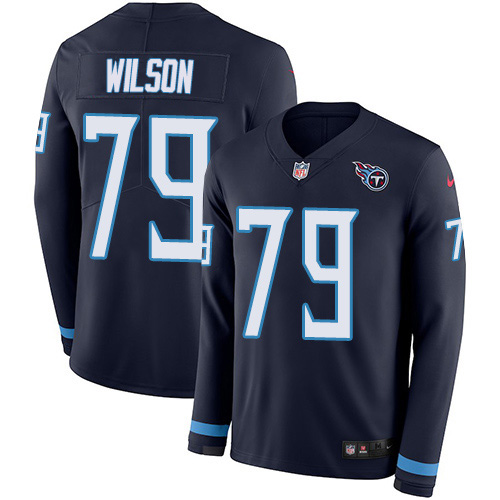 Tennessee Titans #79 Isaiah Wilson Navy Blue Team Color Youth Stitched Limited Therma Long Sleeve Jersey Youth