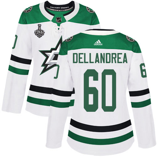 Adidas Dallas Stars #60 Ty Dellandrea White Road Authentic Women's 2020 Stanley Cup Final Stitched Jersey Womens