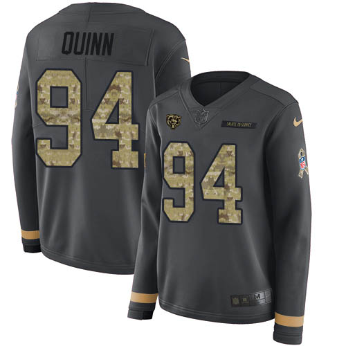 Chicago Bears #94 Robert Quinn Anthracite Salute to Service Women's Stitched Limited Therma Long Sleeve Jersey Womens