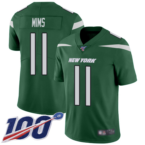 New York Jets #11 Denzel Mim Green Team Color Men's Stitched 100th Season Vapor Untouchable Limited Jersey Men's