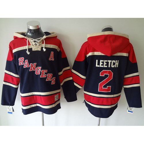 New York Rangers #2 Brian Leetch Navy Blue Sawyer Hooded Sweatshirt Stitched Jersey Men's