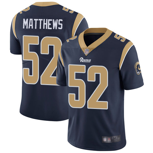 Los Angeles Rams #52 Clay Matthews Navy Blue Team Color Men's Stitched Vapor Untouchable Limited Jersey Men's