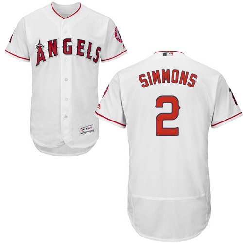 Los Angeles Angels of Anaheim #2 Andrelton Simmons White Flexbase Authentic Collection Stitched Jersey Men's