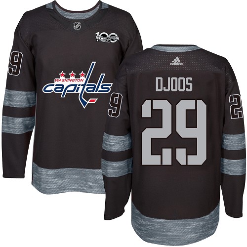 Adidas Washington Capitals #29 Christian Djoos Black 1917-2017 100th Anniversary Stitched Jersey Men's