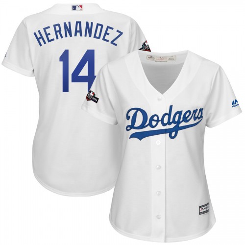 Los Angeles Los Angeles Dodgers #14 Enrique Hernandez Majestic Women's 2019 Postseason Home Official Cool Base Player Jersey White Womens