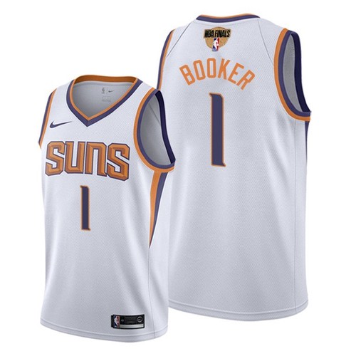 Phoenix Suns #1 Devin Booker Youth 2021 Finals Bound Swingman Association Edition Jersey White Youth