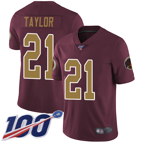 Commanders #21 Sean Taylor Burgundy Red Alternate Youth Stitched 100th Season Vapor Limited Jersey