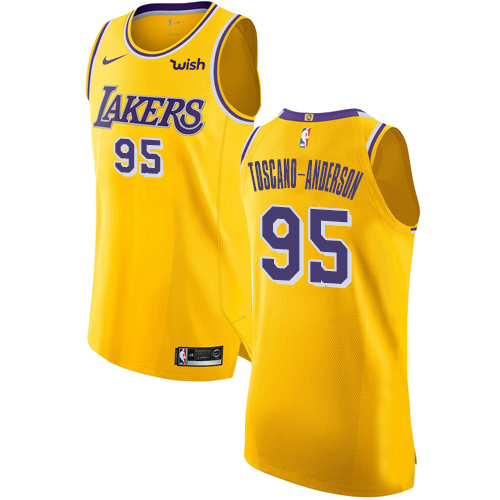 Los Angeles Lakers #95 Juan Toscano-Anderson Gold Authentic Icon Edition Jersey Mens