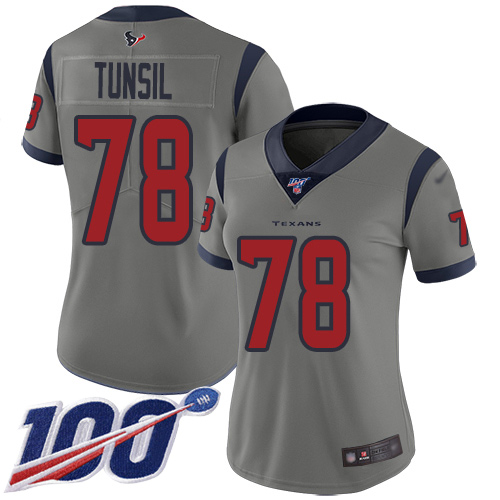 Houston Texans #78 Laremy Tunsil Gray Women's Stitched Limited Inverted Legend 100th Season Jersey Womens