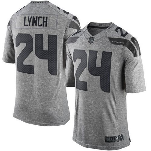 Seattle Seahawks #24 Marshawn Lynch Gray Men's Stitched Limited Gridiron Gray Jersey Men's