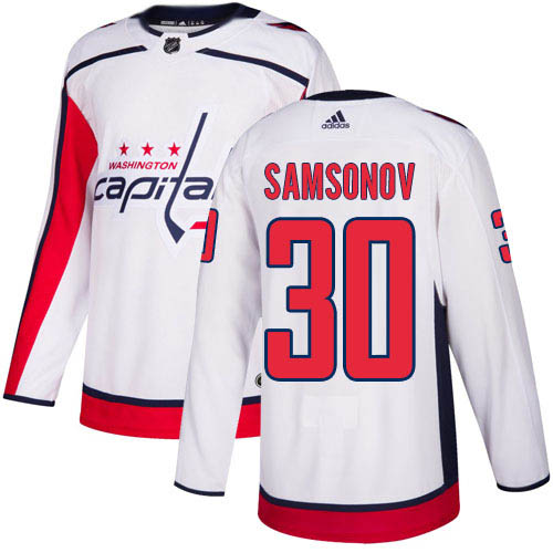 Adidas Washington Capitals #30 Ilya Samsonov White Road Authentic Stitched Youth Jersey Youth