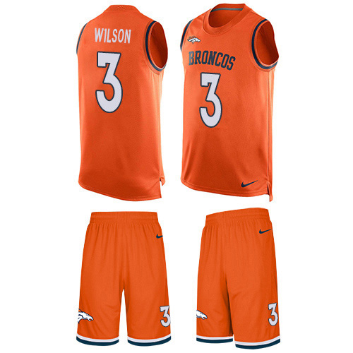 Broncos #3 Russell Wilson Orange Team Color Men's Stitched Limited Tank Top Suit Jersey