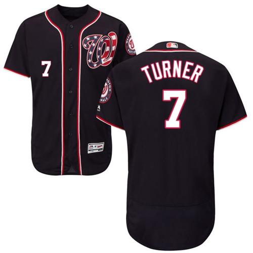 Washington Nationals #7 Trea Turner Navy Blue Flexbase Authentic Collection Stitched Jersey Men's