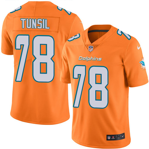 Miami Dolphins #78 Laremy Tunsil Orange Men's Stitched Limited Rush Jersey Men's