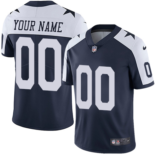 Dallas Cowboys Customized Navy Blue Thanksgiving Stitched Vapor Untouchable Limited Throwback Men's Jersey