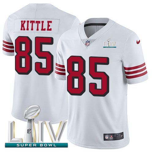 49ers #85 George Kittle White Super Bowl LIV 2020 Rush Men's Stitched Vapor Untouchable Limited Jersey